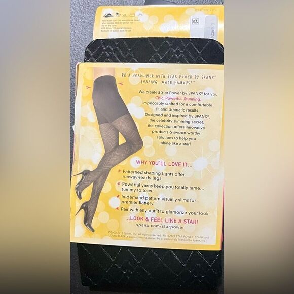 New in Package- Spanx Star Power Black Center Stage Shaping Tights Size C - Picture 2 of 3